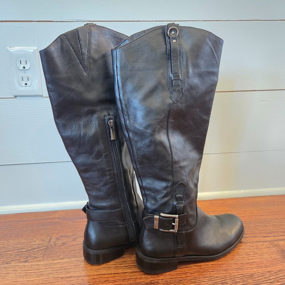 Vince Camuto Black Kriton Leather Knee High Boots